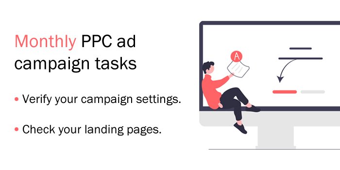 Monthly PPC ad campaign tasks,monthly ppc checklist and ppc optimization checklist