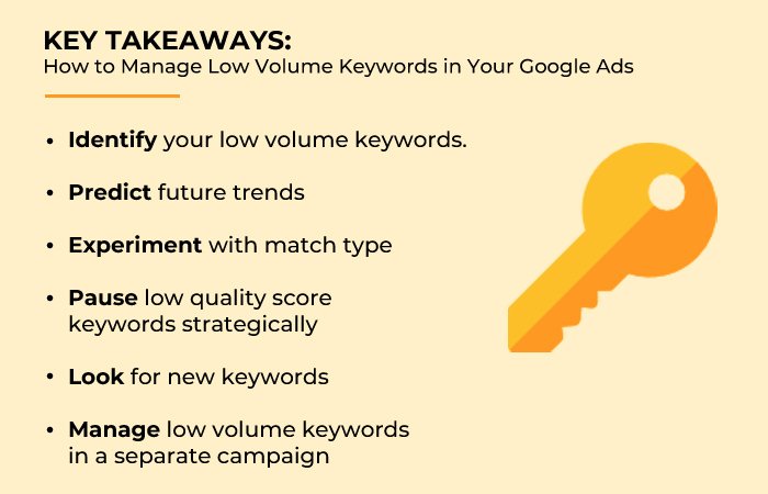 Key Takeaways: How to Manage Low Volume Keywords in Your Google Ads