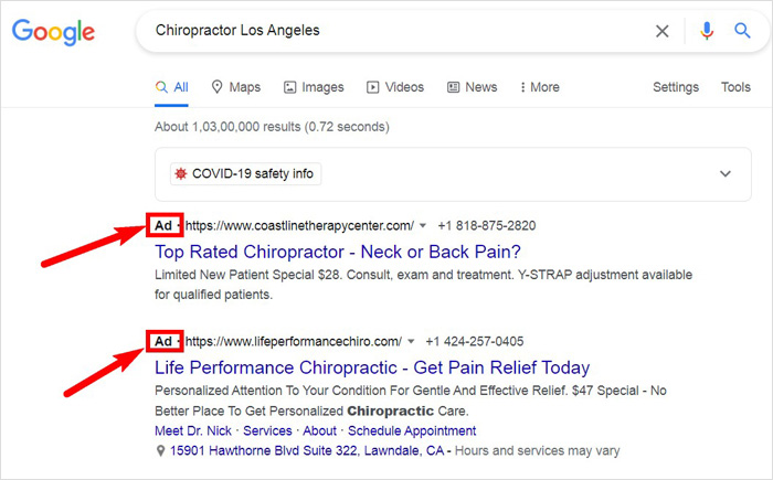Chiropractor Los Angeles PPC advertising