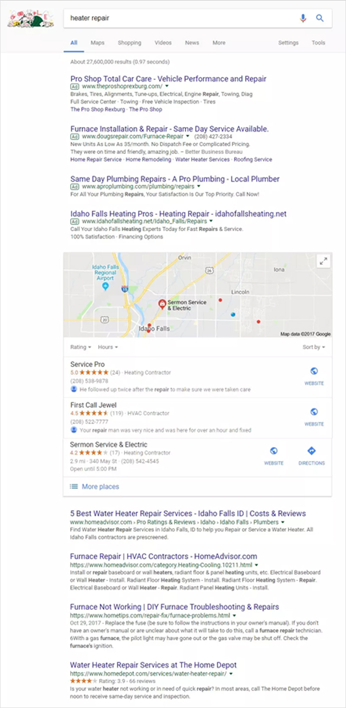 Heater Repair Google Search Results